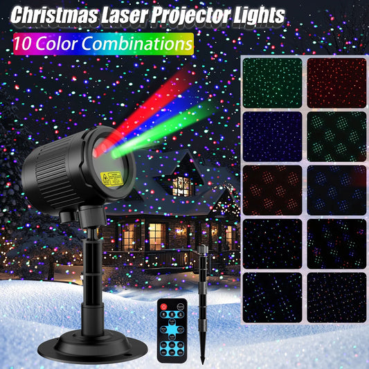 Laser Christmas Projector Lights Outdoor,  3 Color RGB Projector, Firefly Lights Show with RF Remote, Waterproof for Holiday Decoration, Christmas Gift, Wedding, Home Decor, Party, Garden